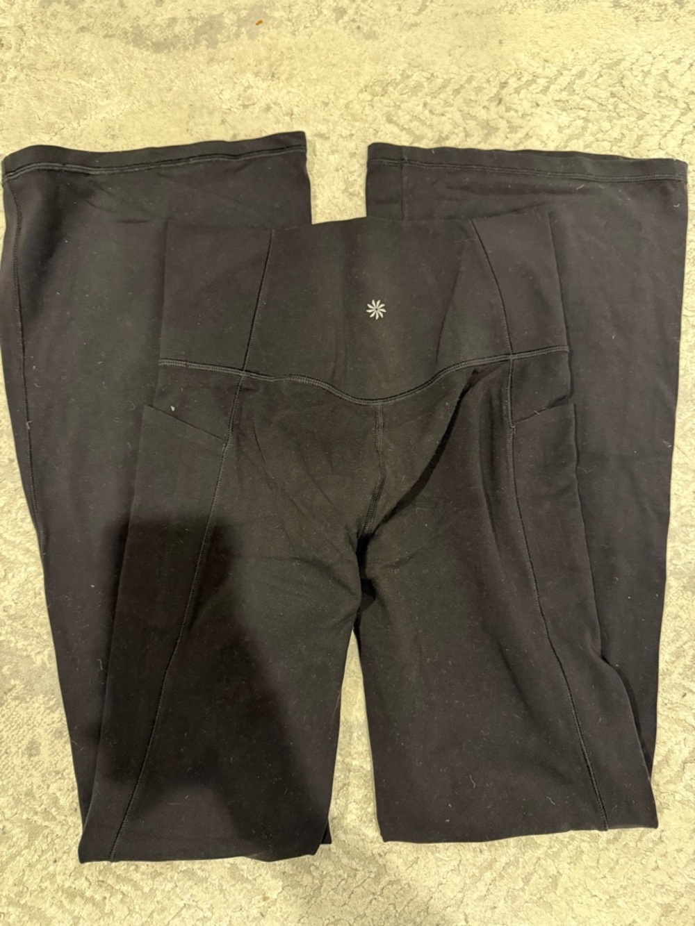 Athleta Black High-Waist Leggings with Center Logo Print